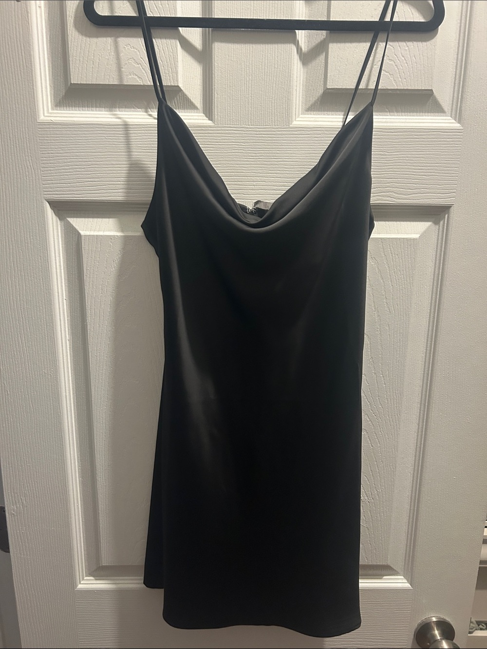 Urban Outfitters Black Satin Cowl Slip Mini Dress